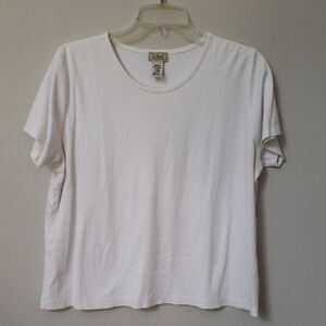LL Bean Top Womens XL Classic White Supima Cotton Made In Peru S/S Tee Gorpcore